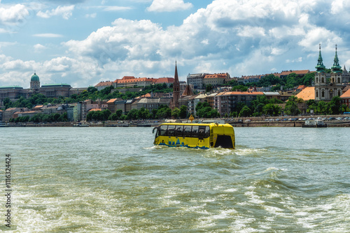 Photography Amphibious vehicle cruising on Danube