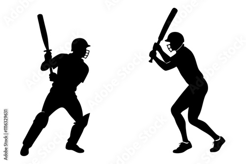 cricket player silhouette vector illustration.