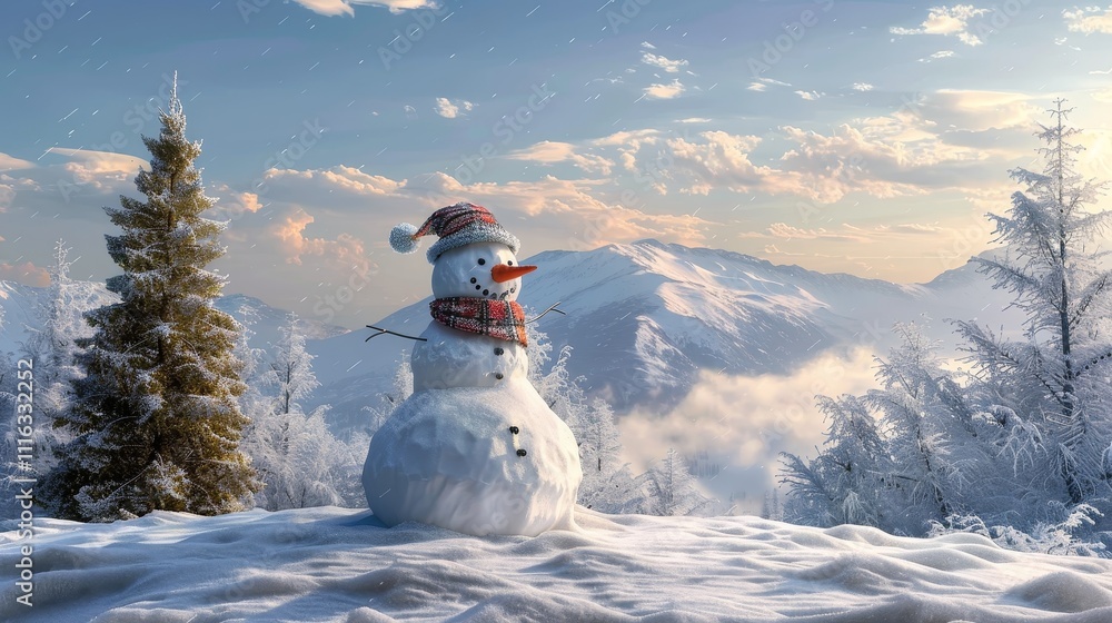 Obraz premium muñeco de nieve de navidad