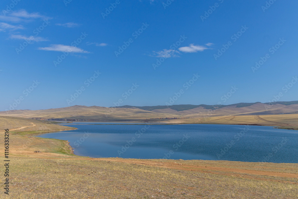 Hanhoi Lake on the Olkhon island. Baikal lake, Olkhon island, Irkutsk region, Russia. Hanhoi Lake on the Olkhon island. Baikal lake, Olkhon island, Irkutsk region, Russia.
