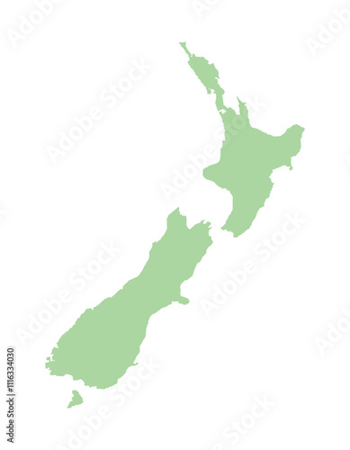 Isolated silhouette map of New Zealand.