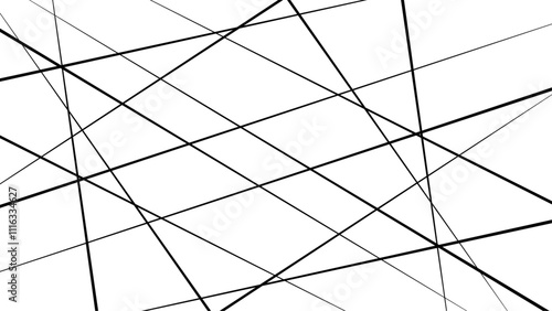 Random diagonal line on white background. Black line, Random, Seamless geometric random chaotic lines background. photo