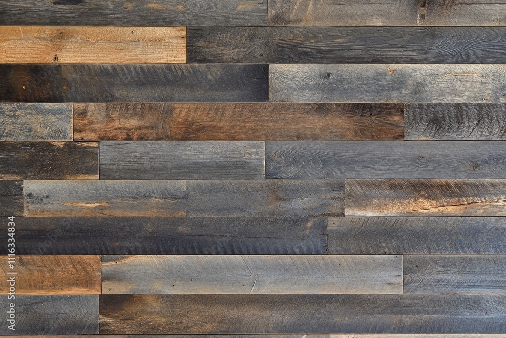 Textured Wooden Surface with Rustic Charm, Beautifully Arranged Planks in Shades of Brown and Gray, Ideal for Interior Design and Background Use in Various Projects Textured Wooden Surface with Rustic Charm, Beautifully Arranged Planks in Shades of Brown and Gray, Ideal for Interior Design and Background Use in Various Projects