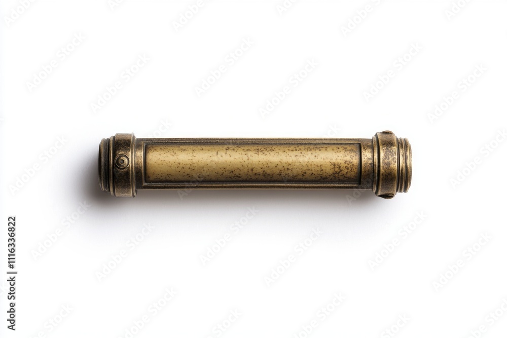 An antique brass telescope rests against a clean background. This object symbolizes exploration and discovery. Perfect for illustrating curiosity. Generative AI An antique brass telescope rests against a clean background. This object symbolizes exploration and discovery. Perfect for illustrating curiosity. Generative AI