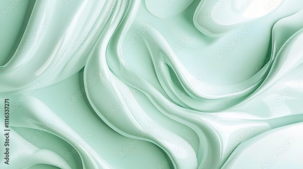 Obraz premium Soft Mint Green Abstract Background with Flowing Texture and Form