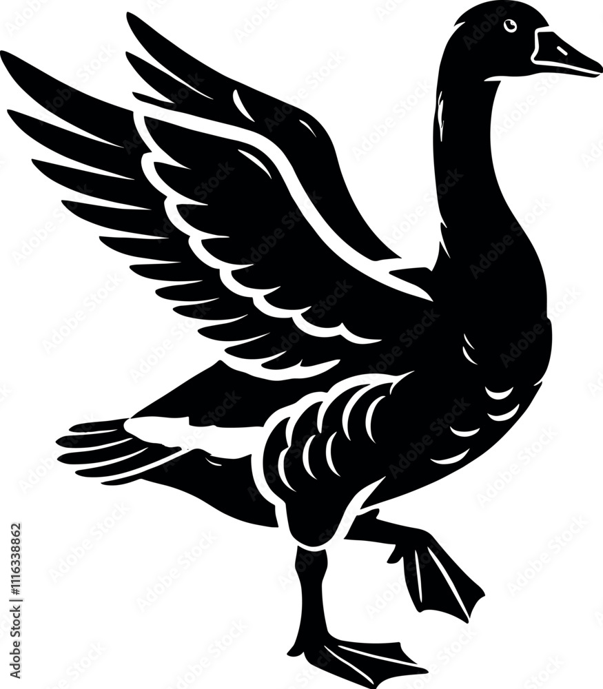 Fototapeta premium Goose Bird Silhouette - Black Vector Cricut Design for T-Shirt Printing