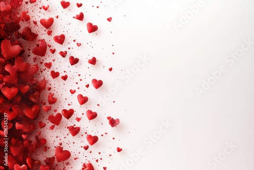 Valentines day concept for red hearts frame on white background, vector illustration with copy space for text