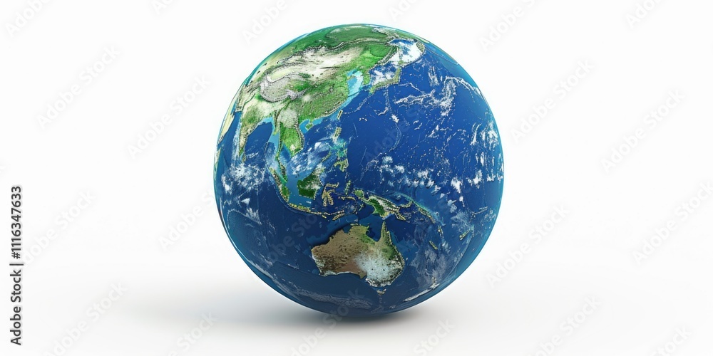 Fototapeta premium Three-dimensional representation of our planet, showcasing the continents and countries.