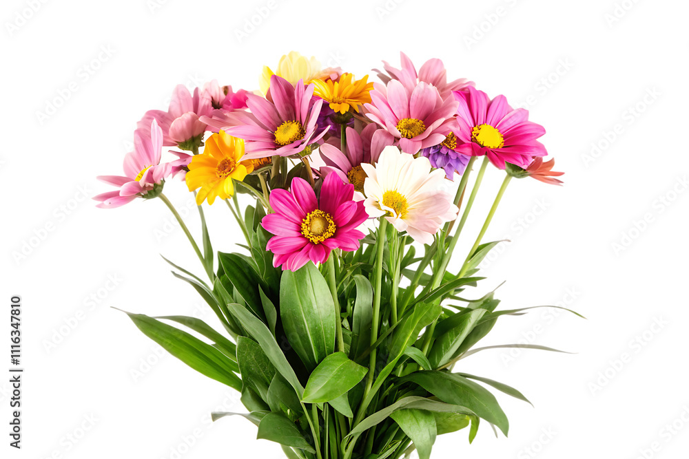Obraz premium bouquet of spring flowers head PNG isolated on white background.AI GENERATED