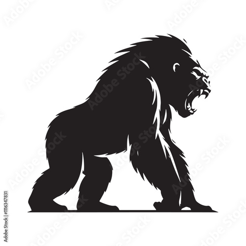 Unique gorilla roaring silhouette for versatile design applications - Gorilla roaring illustration - minimallest gorilla roaring vector
