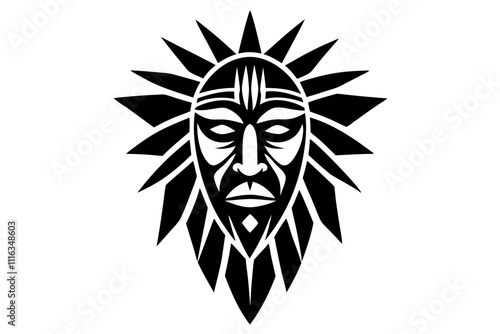 Pueblo Spirit Mask Silhouette (Native American) – Traditional Native American Mask Design for Art & Prints