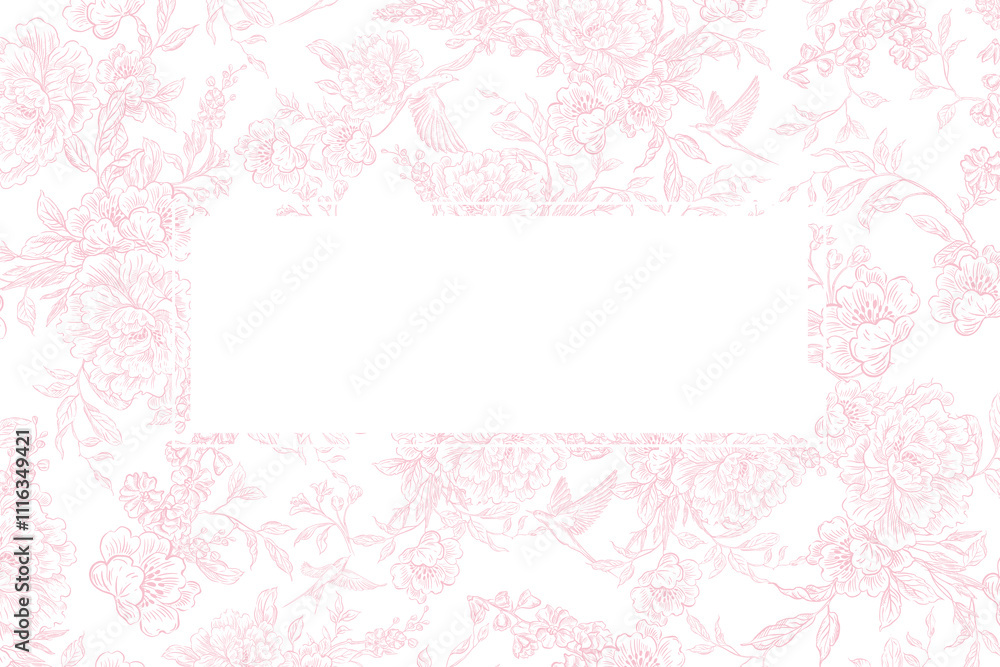Tender graphic wedding card with flowers of peony and birds. Illustration Tender graphic wedding card with flowers of peony and birds. Illustration