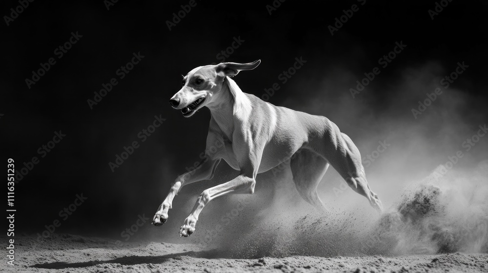 Fototapeta premium Greyhound Racing Through Dust