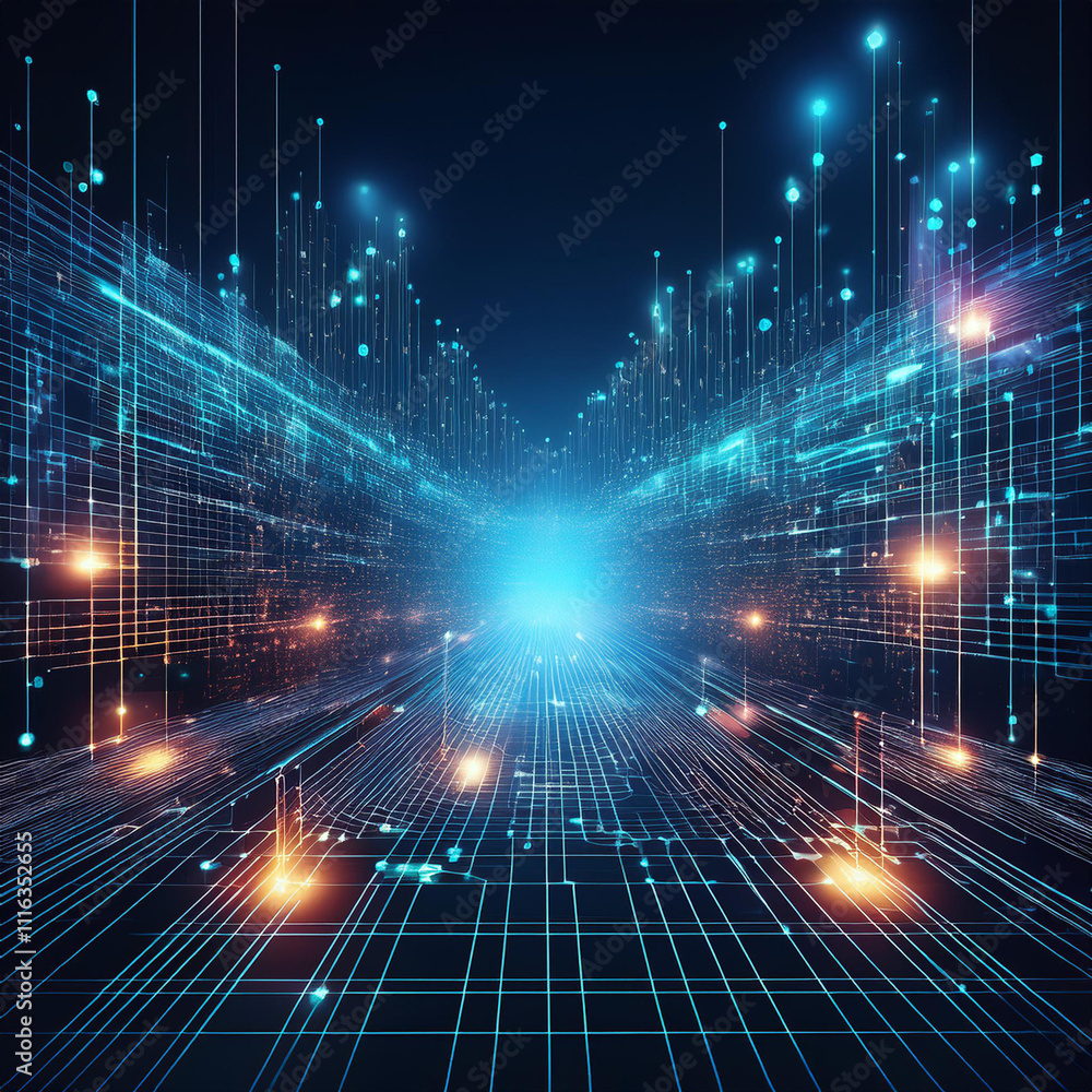 Obraz premium big data network connection background, Science and artificial intelligence technology