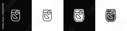 Cocktail glass icons. Classic alcoholic cocktail and cocktail glass thin line and flat icon. Cocktail glass vector illustration symbols in black white and transparent background.