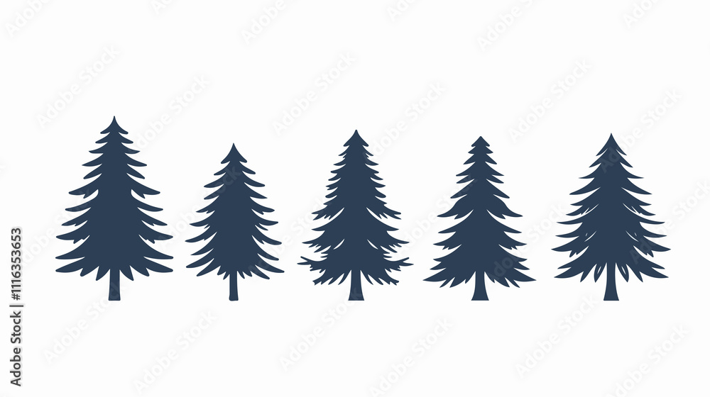 Obraz premium Minimalistic Pine Tree Line Icon for Graphic Design Projects