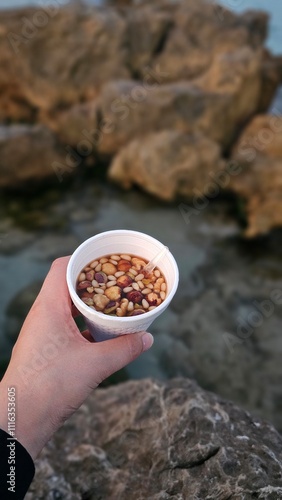Tunisian Tea on the sea and beach