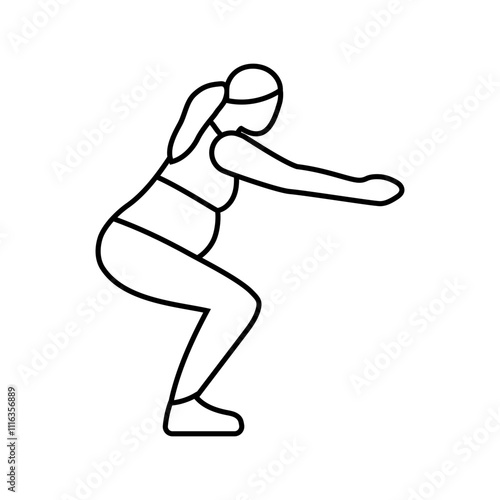 squats pregnant fitness line icon vector. squats pregnant fitness sign. isolated contour symbol black illustration