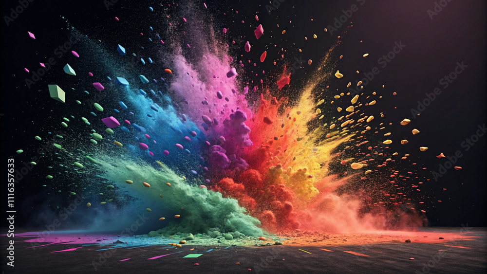 Fototapeta premium Colorful Powder Explosion: A vibrant, dynamic visual art