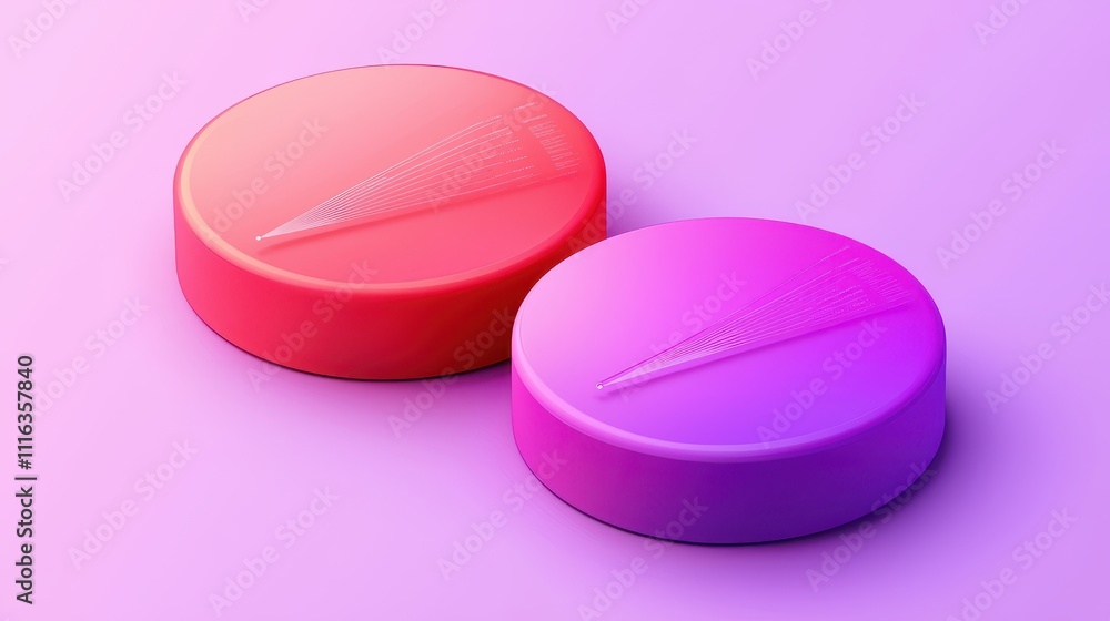 Bright Colorful Round Discs with Geometry Design on Soft Gradient Background Bright Colorful Round Discs with Geometry Design on Soft Gradient Background