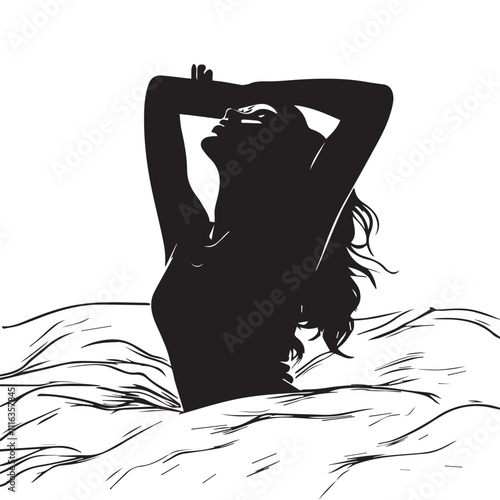 silhouette of a woman in bed