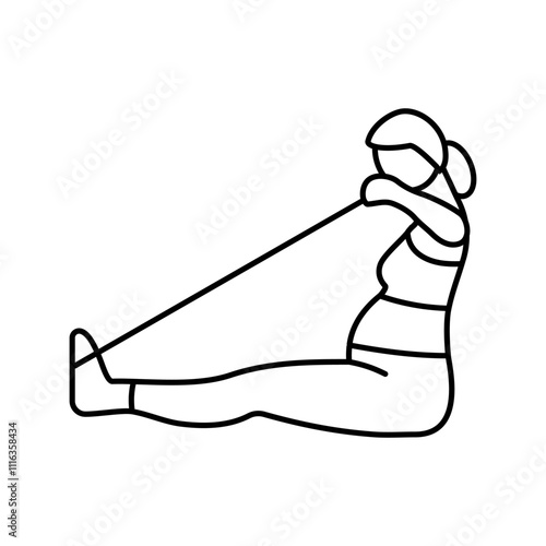 seated row resistance band pregnant fitness line icon vector. seated row resistance band pregnant fitness sign. isolated contour symbol black illustration