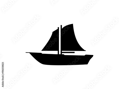 sailboat icon, flat style pictogram icon for mobile app ui or ux, vector illustration logo symbol design sign, isolated on white editable