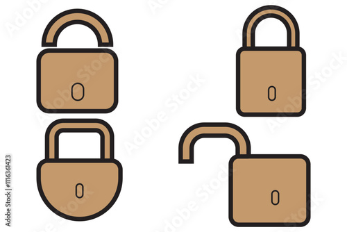 Lock icons set. Locked and unlocked privacy lock symbol set . Vector illustration.Lock icon collection.
