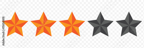 5 stars icon. Five star rating icon. Vector icon set. Feedback of user symbol. Review quality. Button click. eps 10.