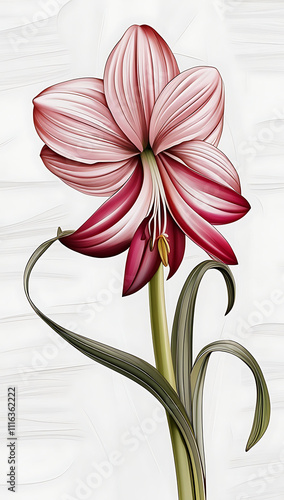 Cool simple Amaryllis flower vector art, featuring minimalist lines and vibrant colors. C