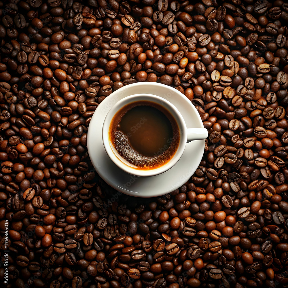 Fototapeta premium coffee cup on coffee beans