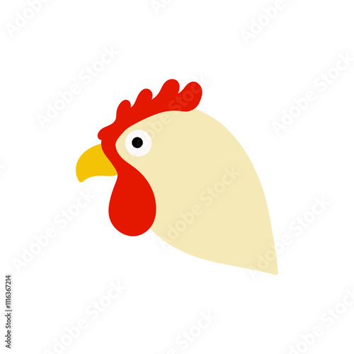 chicken flat design vector illustration. rooster mascot for poultry farm industry hand drawn.