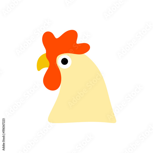 chicken flat design vector illustration. rooster mascot for poultry farm industry hand drawn.