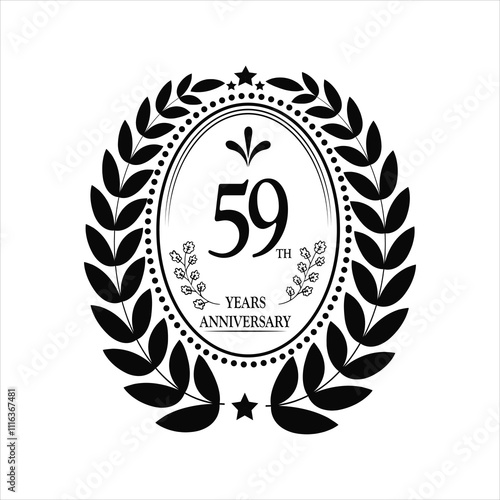 59th Years Anniversary celebration. Vector Template festive illustration black Color,. Birthday or wedding party event decoration. photo