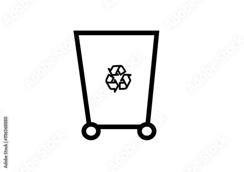 shopping cart with symbol, trash can recycling con, vector illustration 