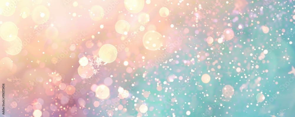 Obraz premium Winter scene with glittering bokeh lights, snowflakes, and sparkling details, perfect for creating Christmas and New Year greeting cards, banners, and festive designs.