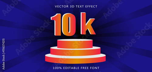 Vibrant 3D Text Effect Illustration Featuring 10K Milestone with Editable Font for Creative Designs