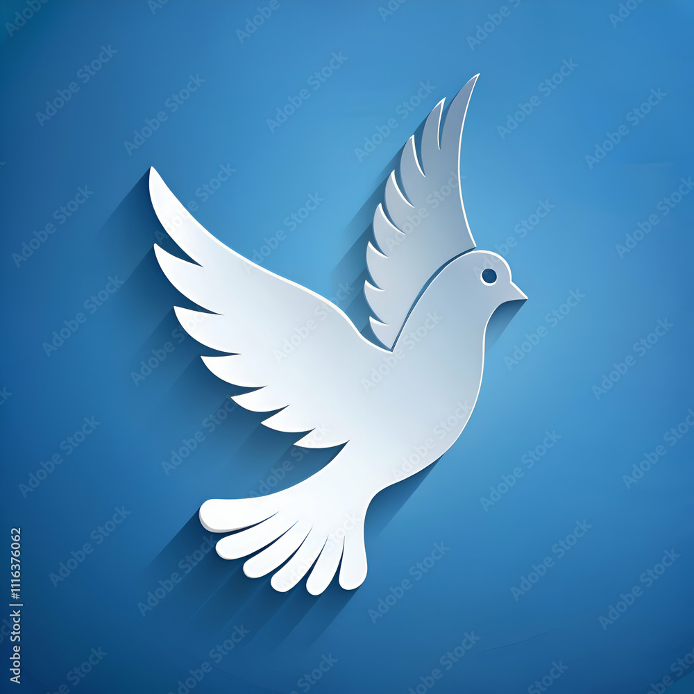 white dove on blue background papercut design white dove on blue background papercut design