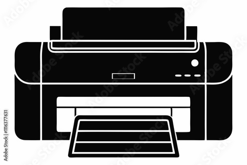 Laser Printer Silhouette Vector on White Background