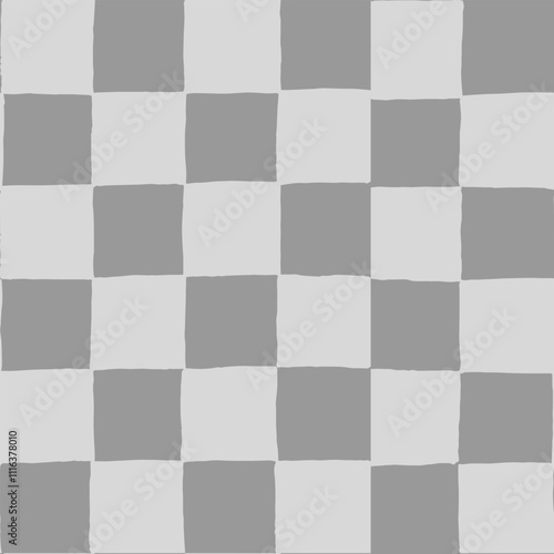 Seamless vector repeating pattern with hand drawn checkerboard in soft tonal gray. Great for mens, youth, boys projects, video games, packaging, textile and surface pattern design.