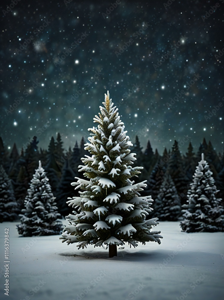 Fototapeta premium christmas tree with snow