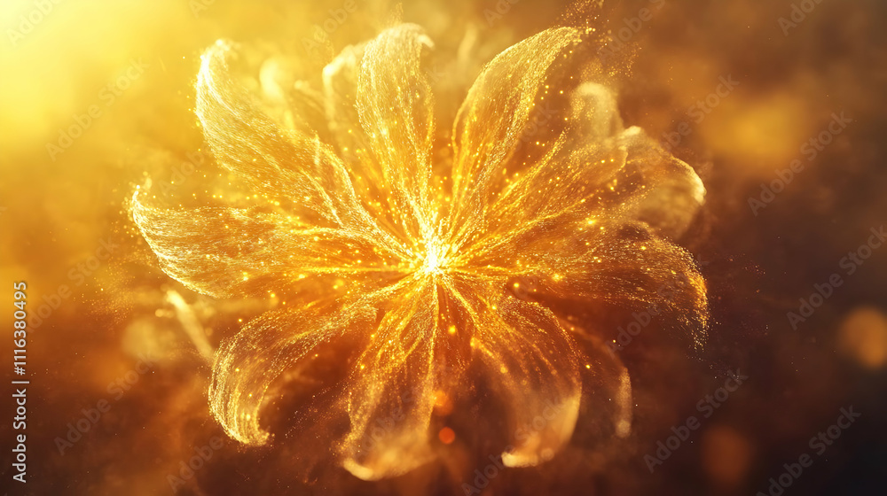 Fototapeta premium Golden Abstract Flower Illustration