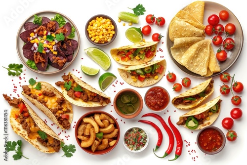 Wallpaper Mural a set of mexican food isolated in white background Torontodigital.ca