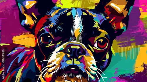 Pop Art Portrait of a Boston Terrier photo