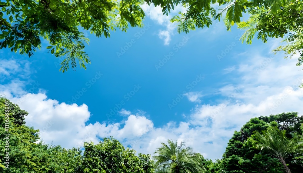 Obraz premium Stunning sky adorned with trees and foliage, Beautiful sky with trees and greenery