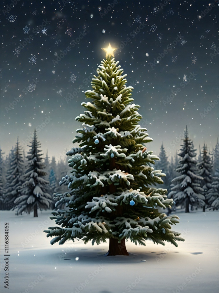 Obraz premium christmas tree in snow