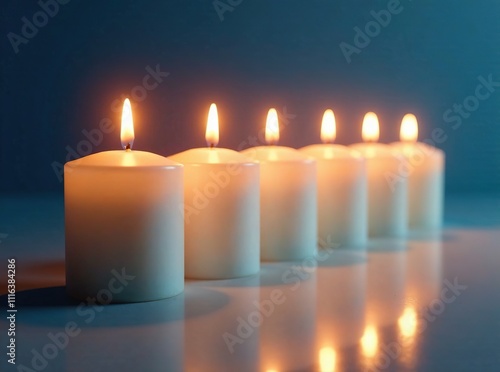 Lit Hanukkah Candles Reflection Gradient Background AI Photo photo