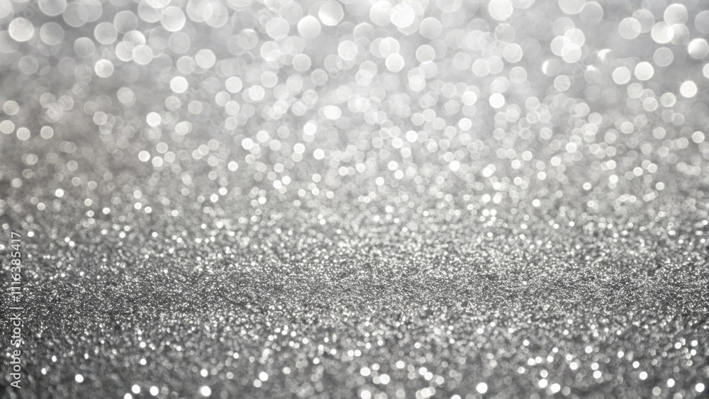 Fototapeta premium Shimmering Silver Glitter Background with Bokeh Effect for Creative Projects, Celebrations, and Festive Designs Capturing Elegance and Sparkle