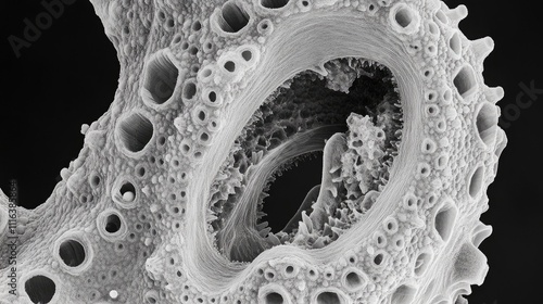 Microscopic view revealing intricate details of a hydra showcasing its unique structure and biological complexity photo