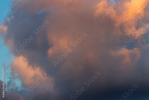 cloudy stormy sky in the early spring morning